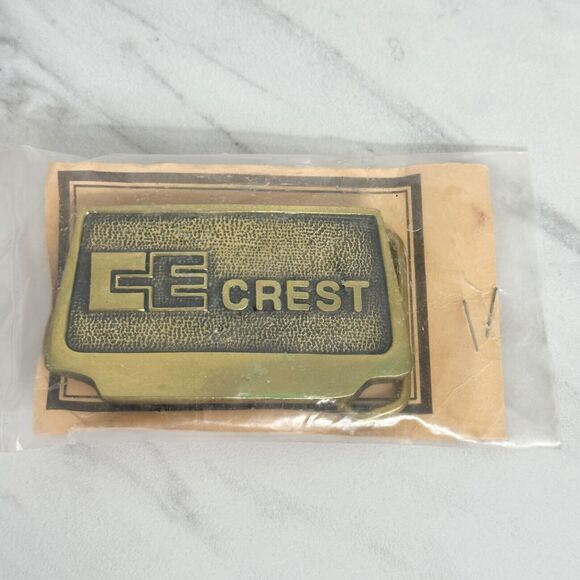 BTS Vintage CE Crest Solid Brass Belt Buckle Made in USA New With Tags ✨ - Picture 1 of 12